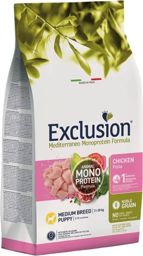 Exclusion Puppy Medium granule pro štěňata středních plemen – kuřecí, 3 kg