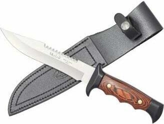 Muela lovecký nůž 15,5 cm, černý, dřevo Pakka, kožené pouzdro