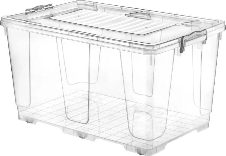 Úložný box s kolečky 80 l průhledný