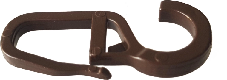 Velký háček na záclony, hnědý (10 ks)