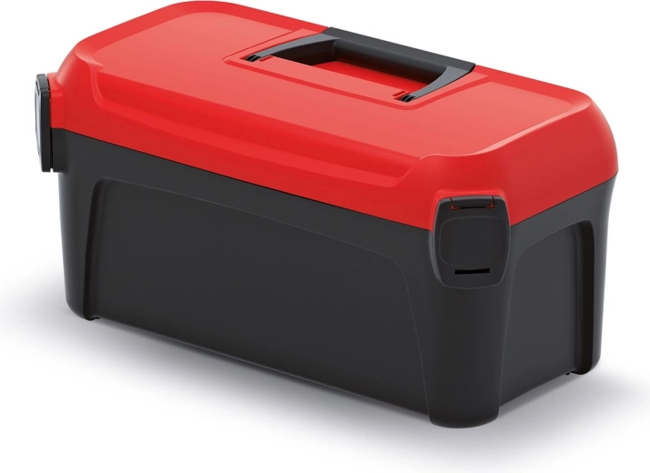 Kufr na nářadí SMART 16 l, 380 × 234 × 225 mm, černý s červeným víkem