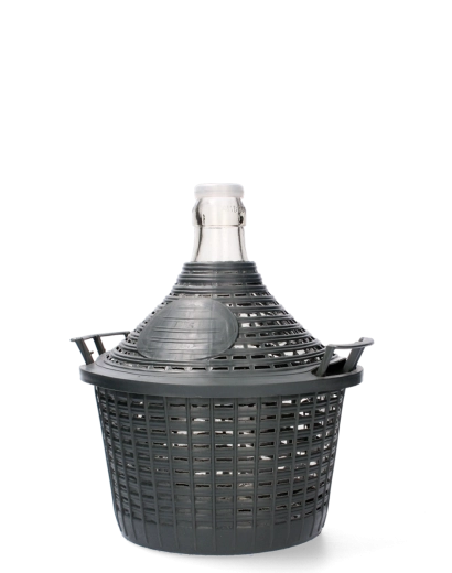 Skleněný demižon 5 l s úzkým hrdlem a plastovým košem