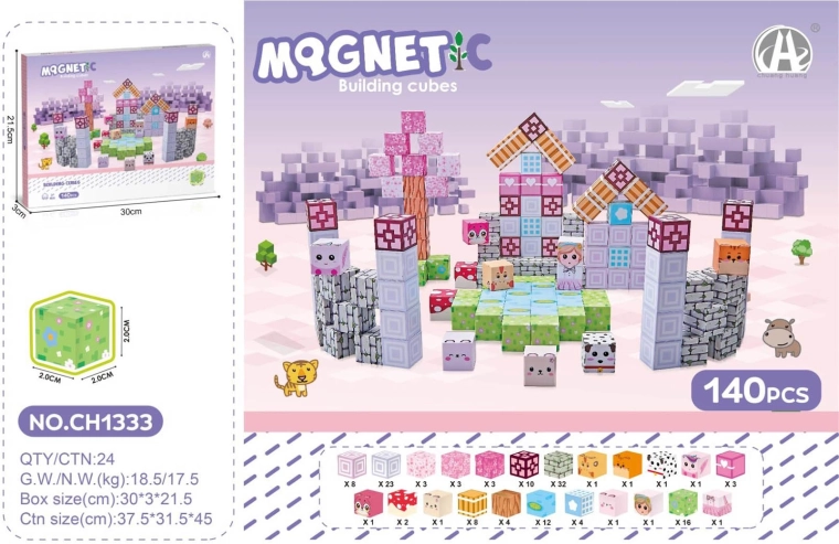Magnetické kostky 3D pro děti 140 ks