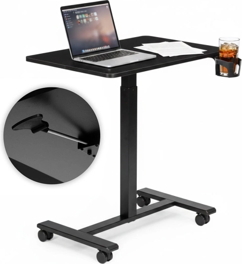 Mobilní výškově nastavitelný stolek na notebook ModernHome 70 × 48 cm, černý