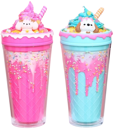 Kelímek s víčkem a brčkem Zmrzlinový pejsek 480 ml