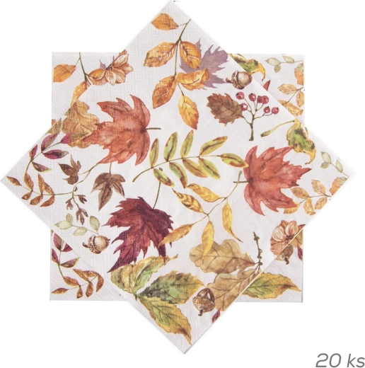 Papírové ubrousky s motivem podzimního listí 33 × 33 cm 20 ks
