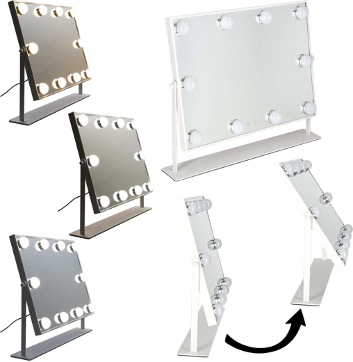LED kosmetické zrcátko se 10 žárovkami, 3 barvy světla, bílé