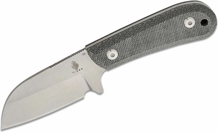 Kizer Deckhand Grey pevný nůž 7,5 cm, stonewash, černá Micarta, pouzdro Kydex
