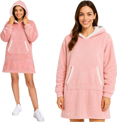 Ruhhy oversize kocová mikina s kapucí XXL růžová - 1 kus