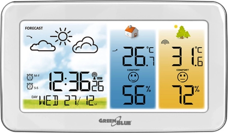 Bezdrátová meteorologická stanice GreenBlue s barevným LCD displejem
