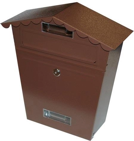 Poštovní schránka se stříškou hnědá 290 × 360 × 105 mm