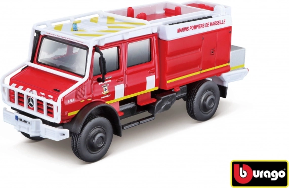 Bburago záchranářské vozidlo Mercedes‑Benz Unimog U5023 Hasiči 1:50