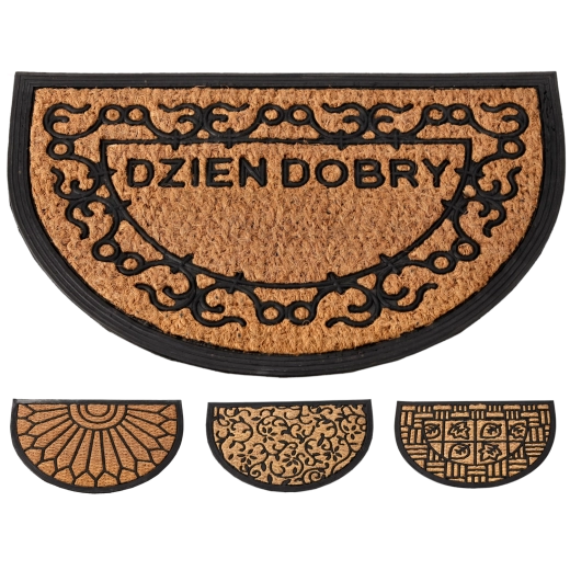 Půlkruhová rohožka z kokosových vláken a gumy 40 × 60 cm