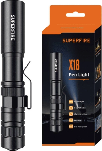 Kapesní svítilna Superfire X18, 55 lm, 5 režimů, dosvit 38 m