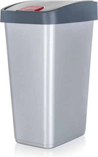 Výklopný odpadkový koš 45 l, obdélníkový, plast, stříbrný/šedý