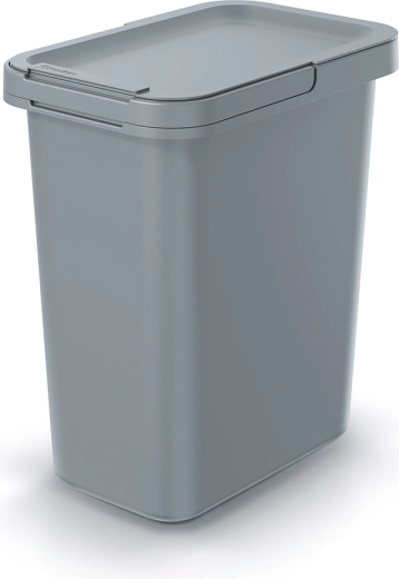Úzký odpadkový koš Systema 12 l, světle šedý s výklopným víkem