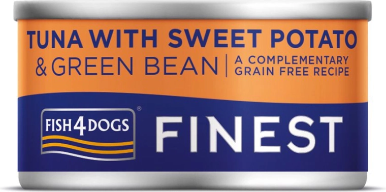 Konzerva pro psy s tuňákem, batáty a zelenými fazolkami 85 g FISH4DOGS Finest