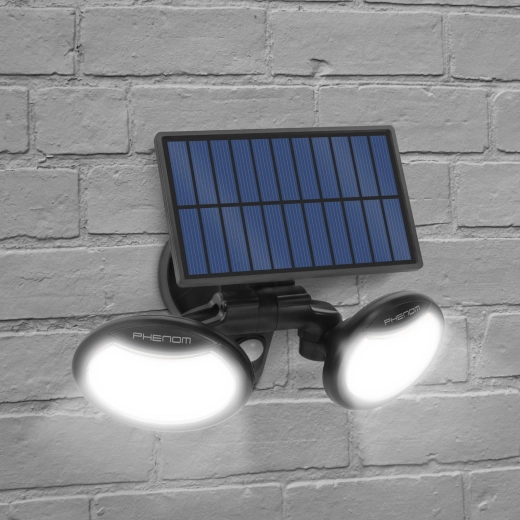 Solární nástěnný reflektor s pohybovým senzorem a dvěma otočnými COB LED