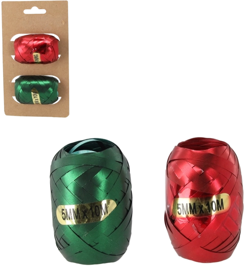 Sada dárkových stuh 5 mm × 10 m – červená a zelená