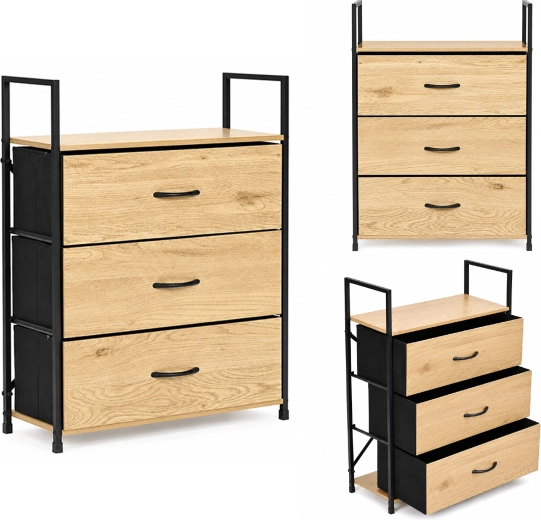 ModernHome komoda s 3 látkovými zásuvkami 60 cm, loft - 1 kus