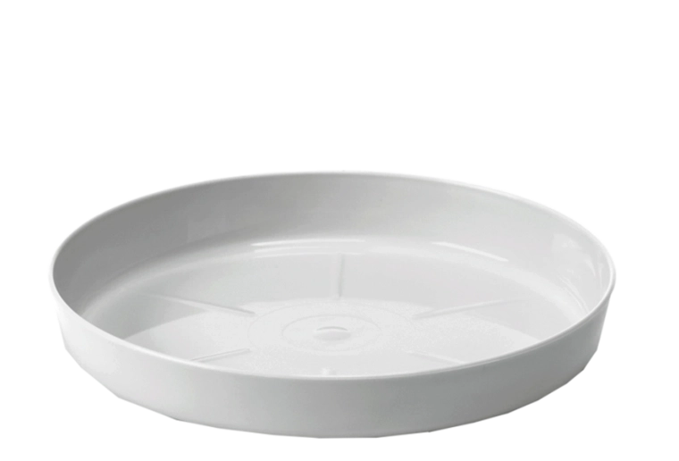 Bílá podmiska pod květináč LAMELA 34 cm