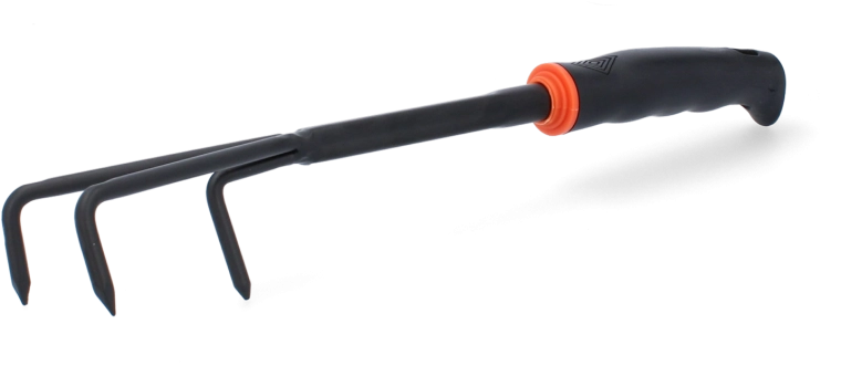 Zahradní kultivátor s trojzubcem, černý, 31 × 7 × 6,5 cm