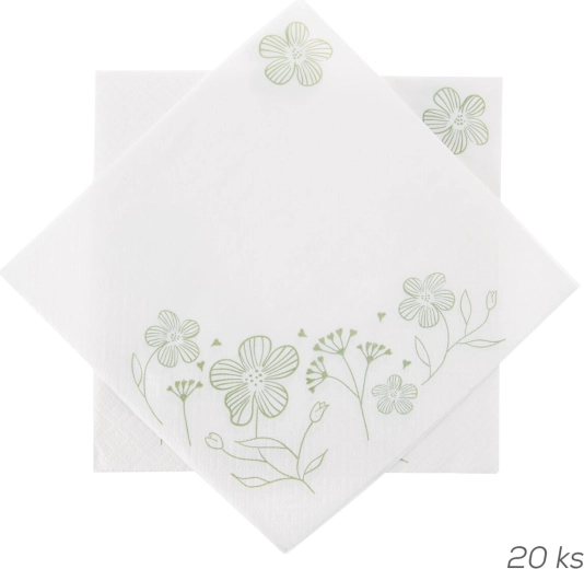 Greenish papírové ubrousky bílé 33 × 33 cm, 20 ks