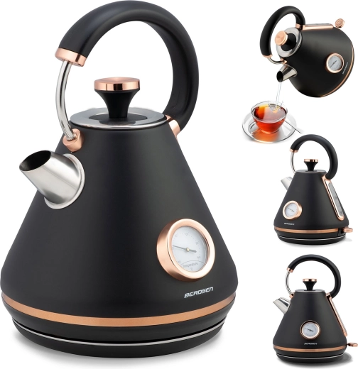 Elektrická rychlovarná konvice s teploměrem 1,7 l Berdsen, černá
