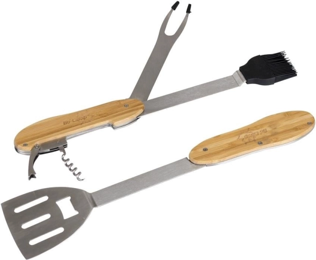 Multifunkční grilovací nářadí 5v1 z bambusu a nerezu