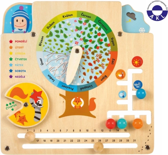 Lucy & Leo dřevěný kalendář přírody – naučná hrací deska Montessori