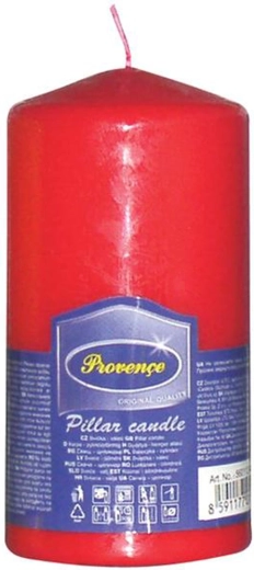 Parafínová svíčka válec červená 6,3 × 12,5 cm