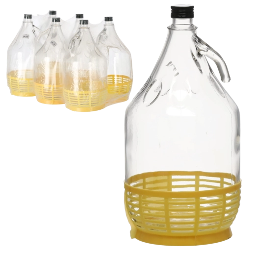 Skleněný demižon 5 l s kovovým uzávěrem a držadlem