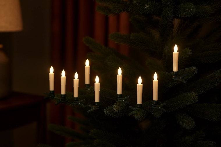 Sada 10 LED svíček s klipem a dálkovým ovladačem 1,9 × 9 cm