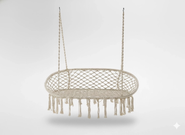 Dvojité závěsné křeslo – béžové houpací křeslo