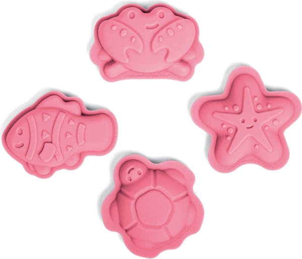 Bigjigs Toys silikonové formičky do písku – růžové mořské tvary