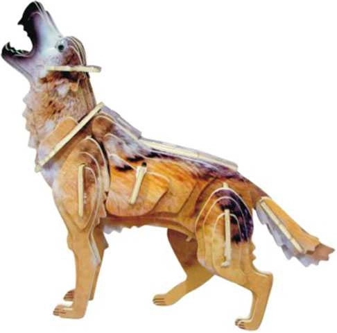 Dřevěné 3D puzzle vlk barevný – WOODCRAFT