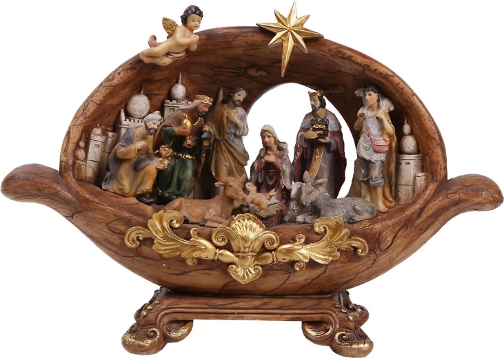 Vánoční betlém v podobě groty 33,5 × 9,5 × 23 cm