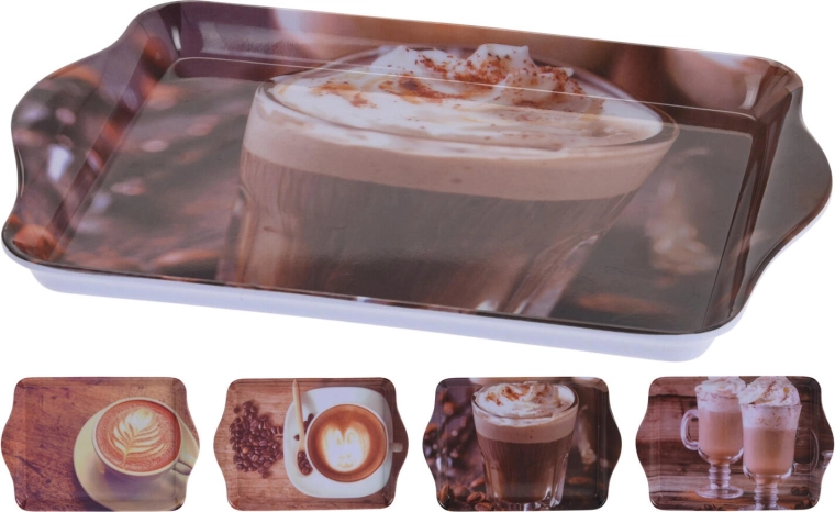 Melaminový podnos Káva 21 × 14,3 × 2 cm, mix dekorů