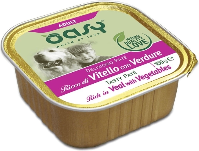 Oasy Tasty Paté pro dospělé psy s telecím a zeleninou 150 g