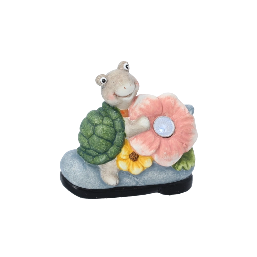 Zahradní dekorace želva s květinou a LED světlem