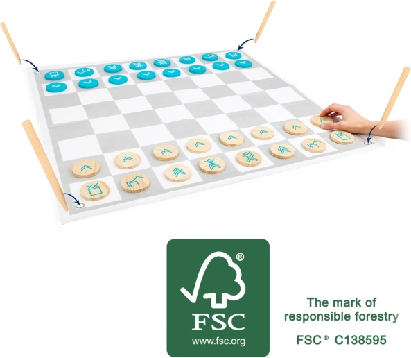 Small Foot dáma a šachy Active – velká venkovní sada 2v1 z FSC dřeva