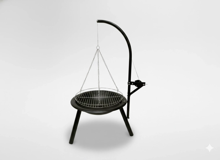 Závěsný regulovatelný gril s ohništěm 55 × 100 cm