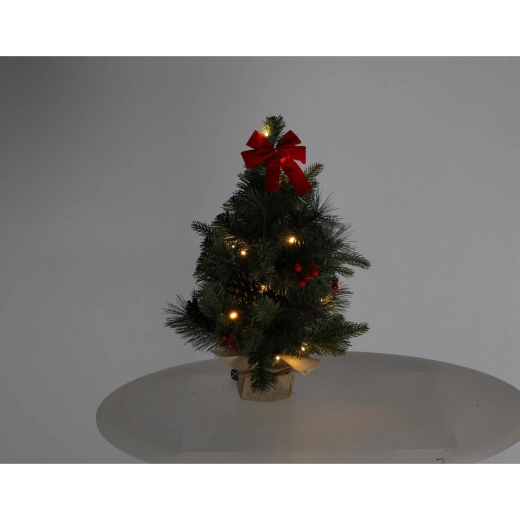 Vánoční stolní stromek s 15 LED, 50 cm, červený - 1 kus