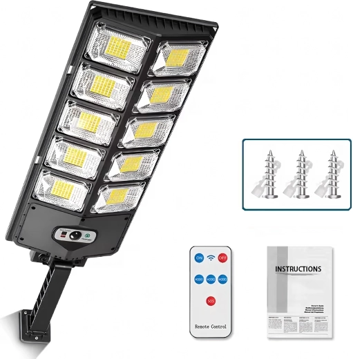 Solární LED venkovní lampa s pohybovým a soumrakovým čidlem, dálkové ovládání