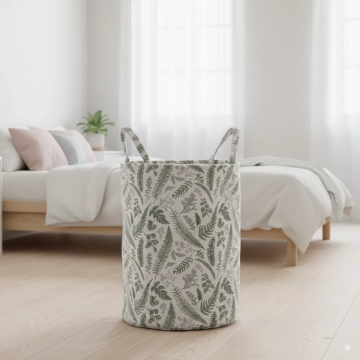 Textilní koš na prádlo a hračky s listovým motivem 38 × 50 cm