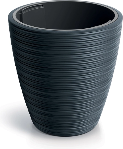 Květináč VENA ROUND s vkladem 19,8 cm, antracit