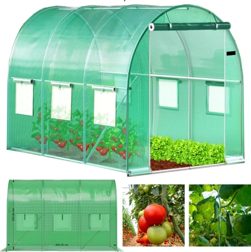 Zahradní fóliovník tunel 4 × 2,5 × 2 m, 10 m², kovová konstrukce a UV odolná plachta