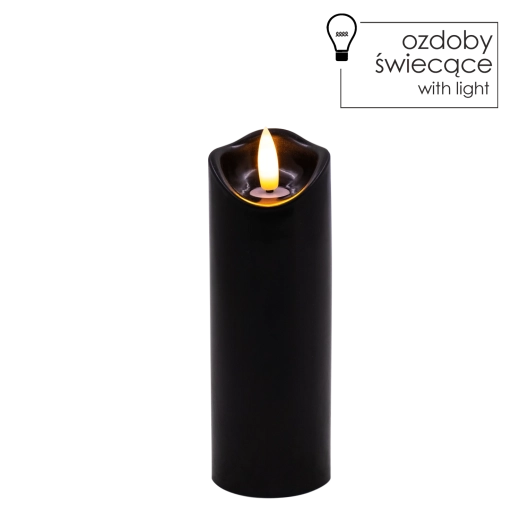 LED svíčka černá 5 × 15 cm s teplým plápolajícím plamenem