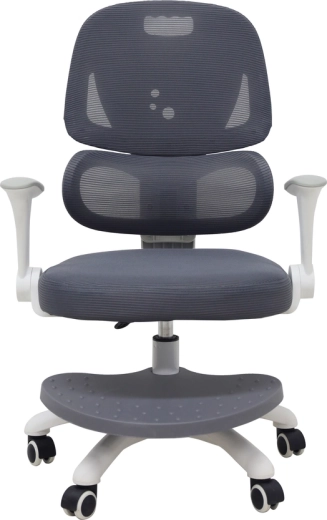 Ergonomická dětská otočná židle k psacímu stolu s podnožkou, šedá