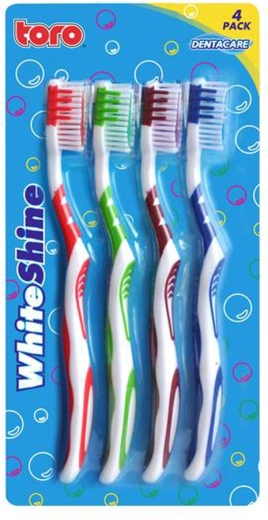 Sada zubních kartáčků 4 ks – různé barvy, 19 cm